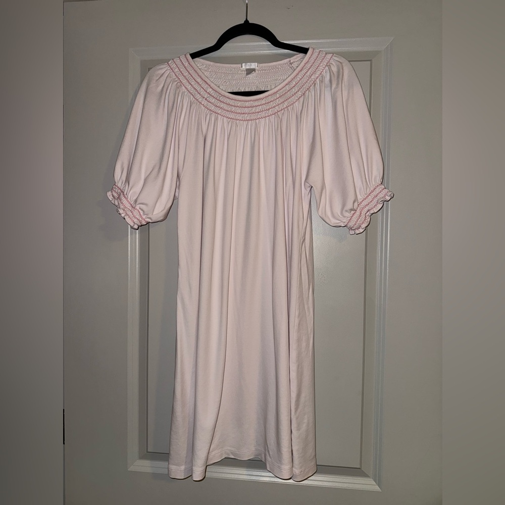 Lake Pink Smocked Neck Puff Sleeve Dress
